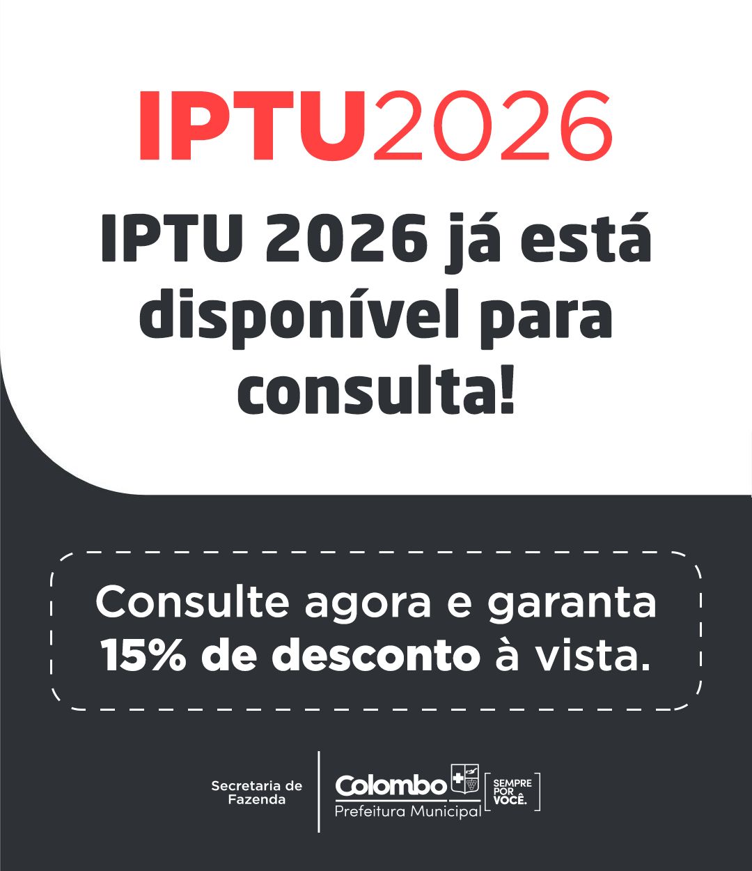 IPTU 2026 já pode ser consultado; pagamento à vista garante 15% de desconto